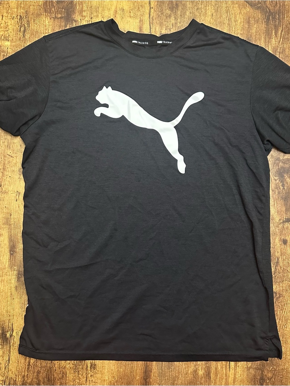 Puma Black Tee with White Leaping Cat Logo